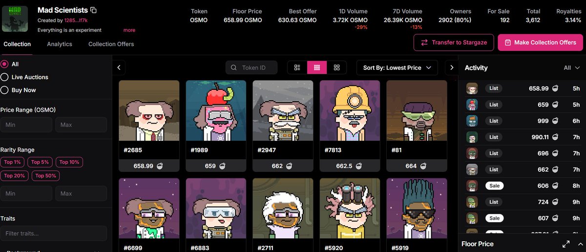 Mm
26/05/25   Weather on cryptocurrency market !
<a href="/madscientists_x/">Mad Scientists 🧪</a> 
Stability on $LAB chart and floor price today !!!             

$BTC           109k     
$LAB           21    
$OSMO      0.23    

MS Floor 658 $OSMO 154$ 
Everything is an experiment!   #madscientists .