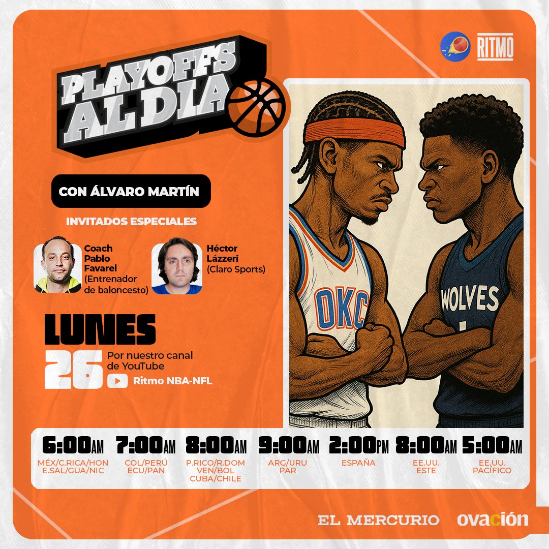Lunes delicioso de PLAYOFFS AL DÍA junto al Coach @PabloFavarel desde Indonesia, y @HLazzeri13 desde CDMX.

Puedes disfrutarlo en las plataformas digitales de @OvacionUy y <a href="/ElMercurio_DEP/">Deportes El Mercurio</a>.

Suscríbete a 'Ritmo NBA'NFL' en YouTube y adquiere una Membresía.