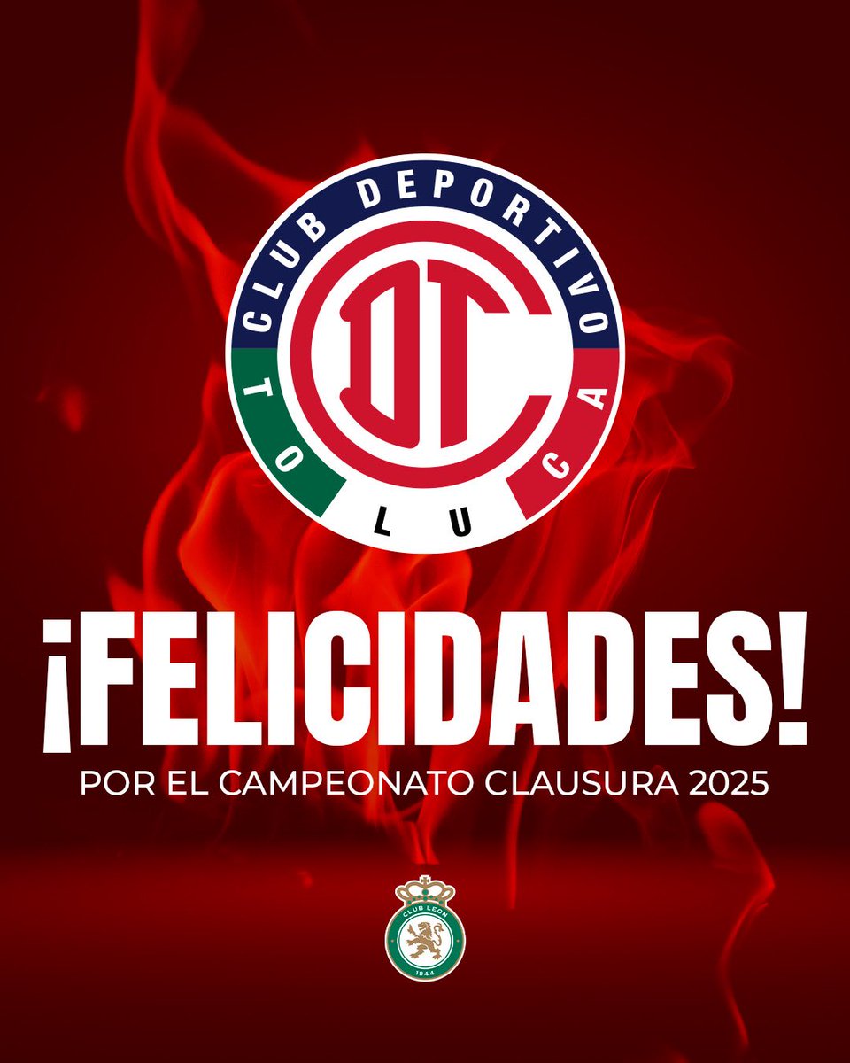 Felicidades a los “Dialos Rojos” 👹 del <a href="/TolucaFC/">Toluca FC</a>.