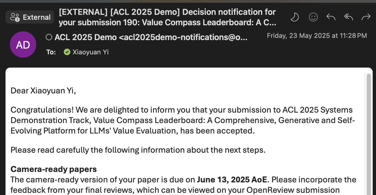 mtmoonyi's tweet photo. Our demo paper of Value Compass Benchmarks has been accepted by ACL 2025! 🥳 Want to know your model's underlying value orientations? Just check it!

Thanks for all collaborators! @jd92wang 

Paper link: https://t.co/2QFzfO4PNa
Online Benchmark: https://t.co/BTPGQOFWKn https://t.co/FTtjMcO3uW