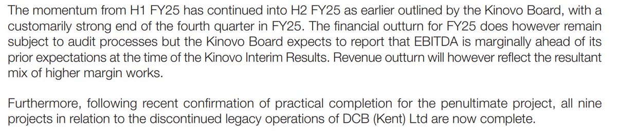 cermrew's tweet image. Kinovo PLC #KINO 

Based on the scheme document and broker forecasts, my best estimates for HY2 FY25 vs. HY2 FY24:

Revenue up +18.3% YoY: £40.0m vs £33.8m
EBITDA up +13.5% YoY: £4.2m vs £3.7m