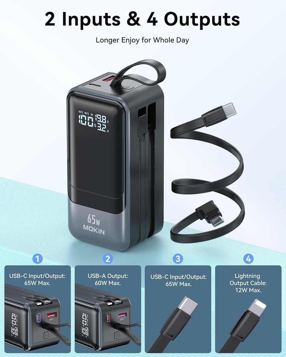 Buyereviews's tweet photo. Upgrade your charging game with the 65W Portable Charger. Enjoy a 20% discount now!

• Retail Price: $49.99  
• Discounted Price: $39.99  
• Promo Code: G99RJELV  
• View on Amazon: https://t.co/Uk9vN8JWjI  

Follow us for daily savings:  
https://t.co/17iKjjUyvI  

#ad #deal https://t.co/qgil6galKz