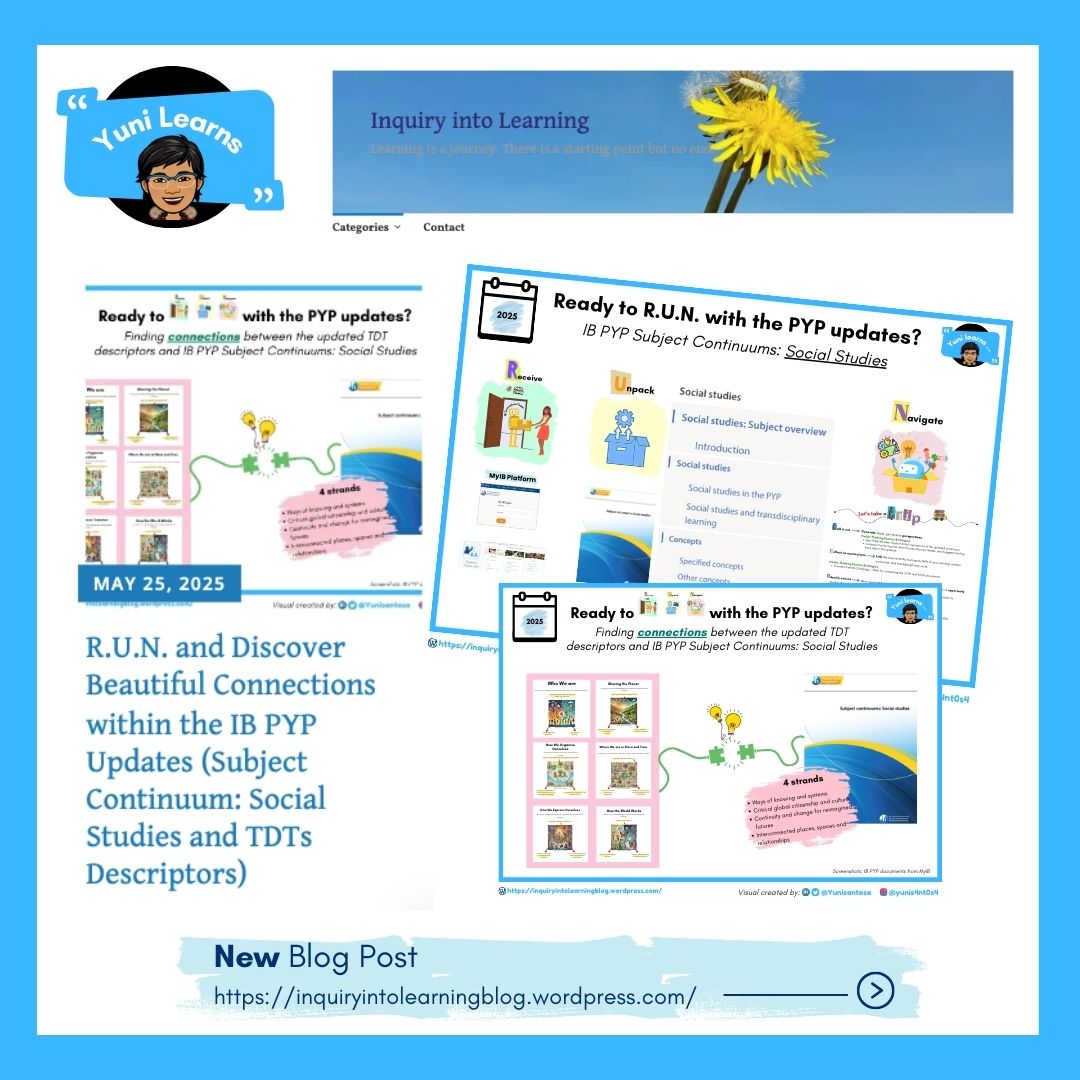 YuniSantosa's tweet image. 🌟 Curious about the PYP updates?
I’ve gathered my takeaways, reflections, and visuals all in one place ... my blog! 🌸

✨ Let’s wonder, connect, and grow—together.
🔗 Link: inquiryintolearningblog.wordpress.com 

#IBPYP #IBPYPUpdates2025 #IBEducators  #pypchat