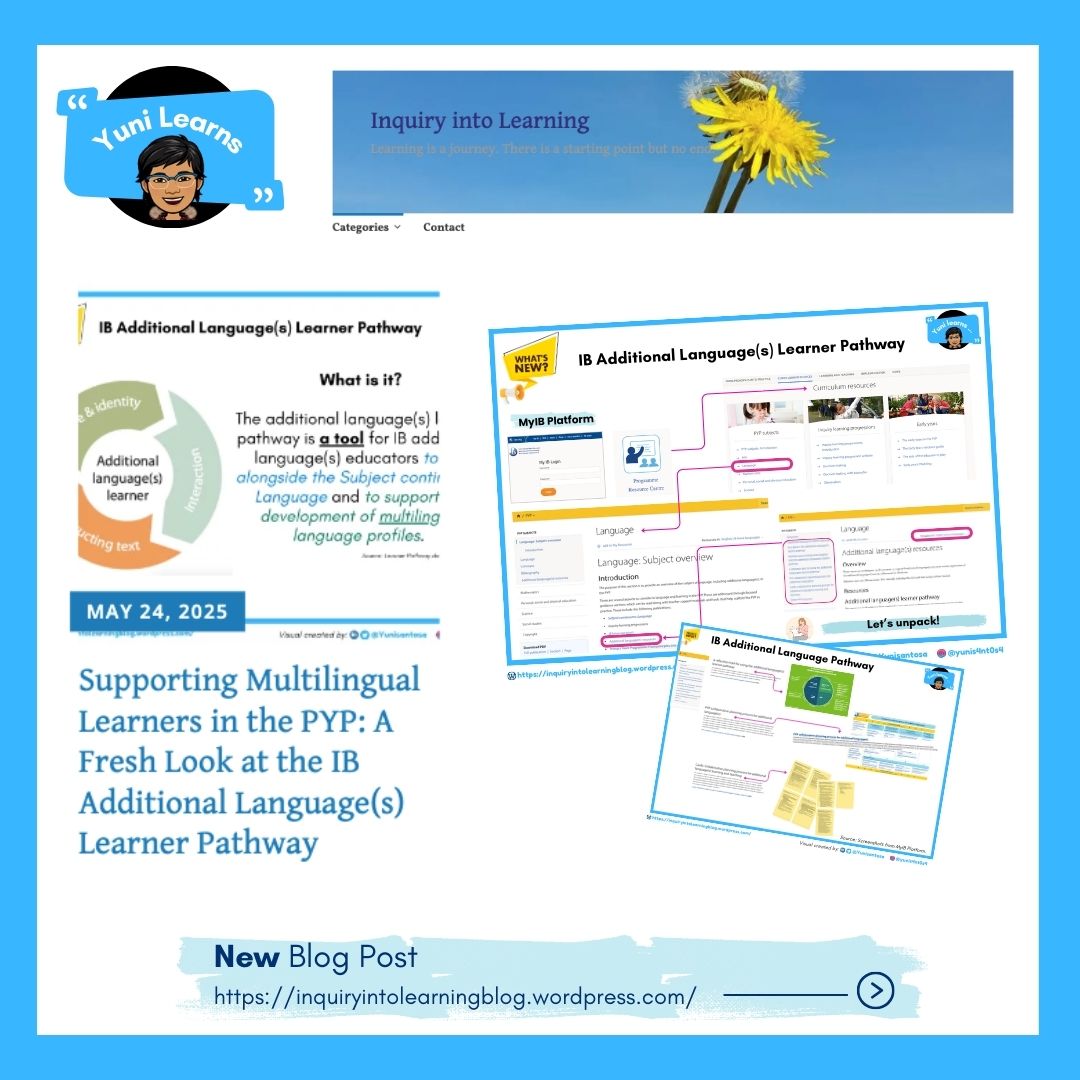 🌟 Curious about the PYP updates?
I’ve gathered my takeaways, reflections, and visuals all in one place ... my blog! 🌸

✨ Let’s wonder, connect, and grow—together.
🔗 Link: inquiryintolearningblog.wordpress.com 

#IBPYP #IBPYPUpdates2025 #IBEducators  #pypchat