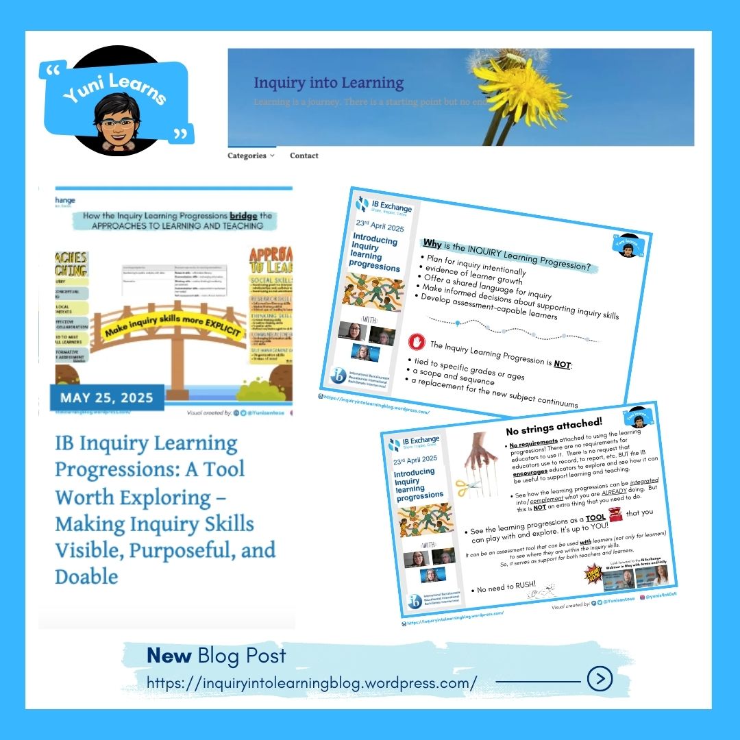 YuniSantosa's tweet image. 🌟 Curious about the PYP updates?
I’ve gathered my takeaways, reflections, and visuals all in one place ... my blog! 🌸

✨ Let’s wonder, connect, and grow—together.
🔗 Link: inquiryintolearningblog.wordpress.com 

#IBPYP #IBPYPUpdates2025 #IBEducators  #pypchat