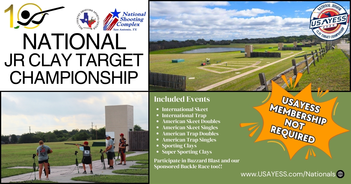 USAYESS's tweet photo. The USAYESS National Junior Clay Target Championship is a fantastic opportunity for young athletes to refine their skills, meet fellow athletes, and be part of a community that’s making a difference. 
Visit: 
https://t.co/16twCEuCWY https://t.co/AoHgzPOqKI