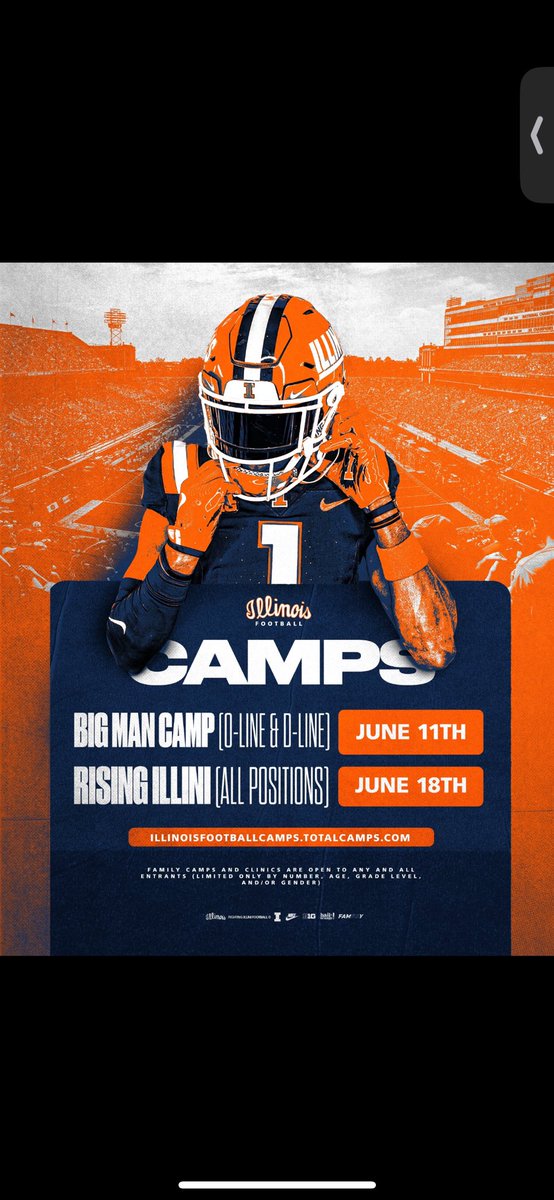 JaidenL2029's tweet photo. I will be attending the rising illini all position camp June 18th, can’t wait to compete as an upcoming freshman💪🏾💪🏾!! @PrepRedzoneIL @IlliniFootball @Rivals @RivalsFriedman @AllenTrieu @PrepRedzoneNext #work https://t.co/yJkqkniERS
