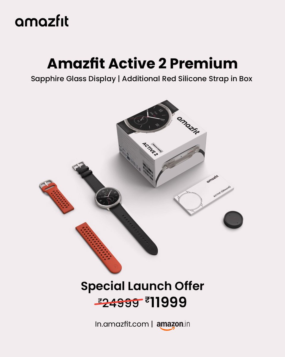 Polished looks. Sapphire toughness.
The Active 2 Premium doesn’t just keep up — it leads.
Shop now at amazon/in and in.amazfit.com
#PremiumEveryday #AmazfitElite #BuiltToPerform