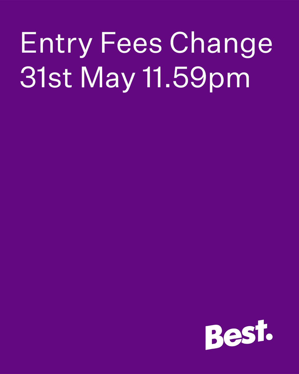 REMINDER - Entry fees change this Saturday, 31st May at 11.59pm. 

Find out more about entry fees here - bestawards.co.nz/about/#entry-f…