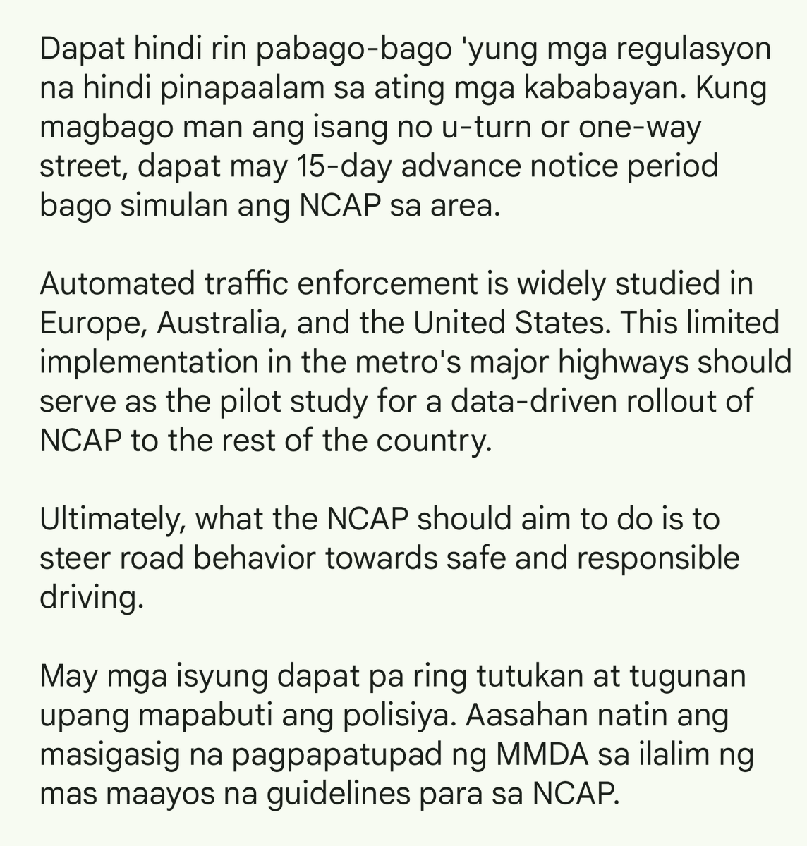 Sen Grace Poe on No Contact Apprehension Policy

"Naiintindihan natin ang layunin ng MMDA na gawing mas epektibo at patas ang pagpapatupad ng batas-trapiko gamit ang No Contact Apprehension Policy 
Kailangan lang siguruhin na maayos ang sistema"<a href="/dwiz882/">DWIZ Newscenter</a>
