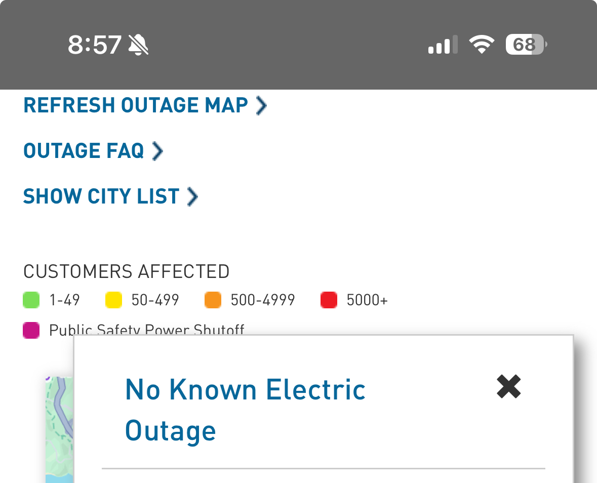 Shivan Kaul Sahib (@shivan_kaul) on Twitter photo I get different answers on whether or not power is out at our apartment from the <a href="/PGE4Me/">Pacific Gas & Electric</a> (PG&E) Web-based outage map depending on whether I check on mobile or desktop.
Competence spans domains. I get different answers on whether or not power is out at our apartment from the <a href="/PGE4Me/">Pacific Gas & Electric</a> (PG&E) Web-based outage map depending on whether I check on mobile or desktop.
Competence spans domains.