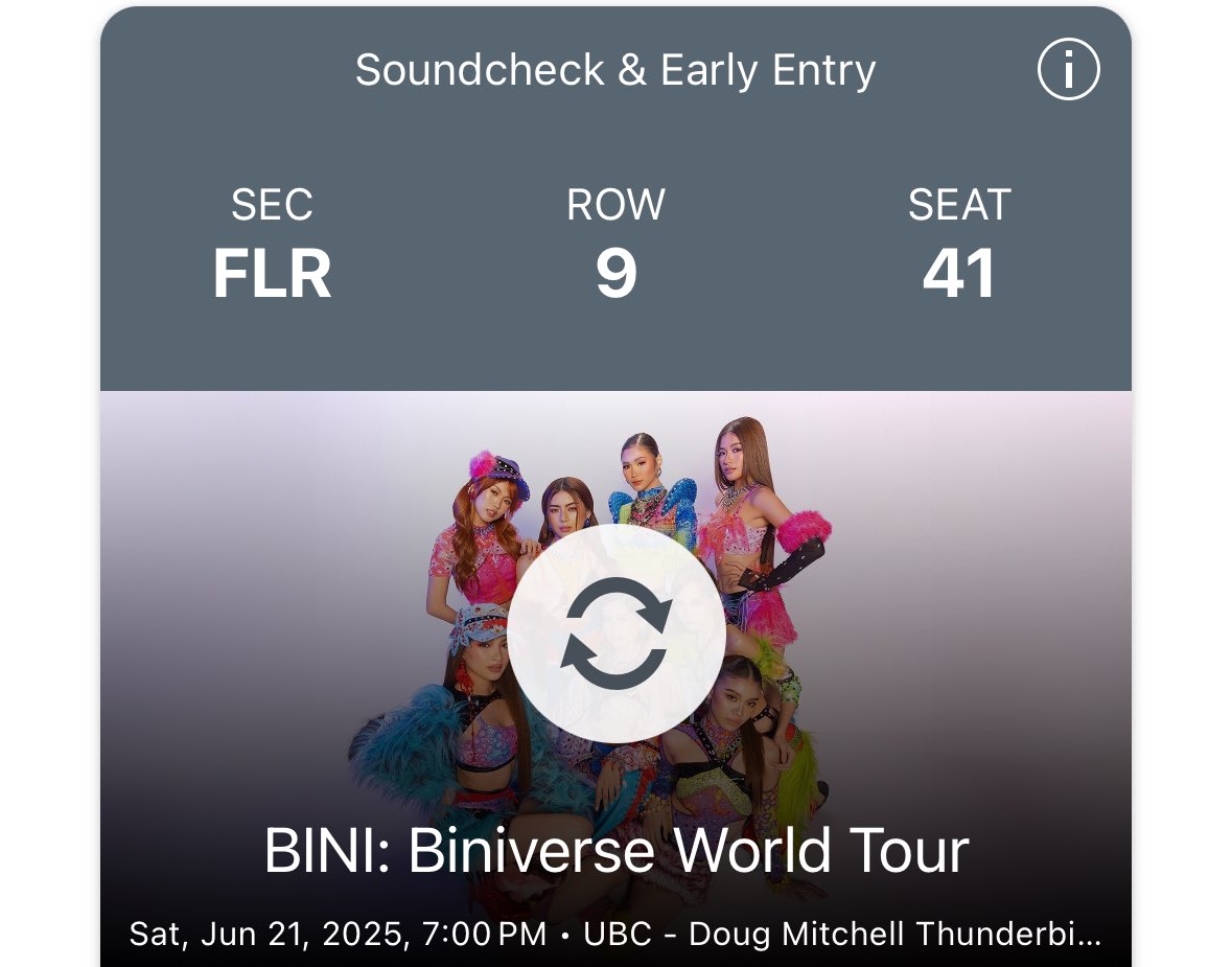 WTS LFB

BINIVerse Vancouver VIP2 Ticket
With soundcheck and early entry

CAD250 (slightly negotiable) - i bought it originally for 260++taxes

#BINI #BINIverseWorldTour2025 #BINIverseWorldTourCanada