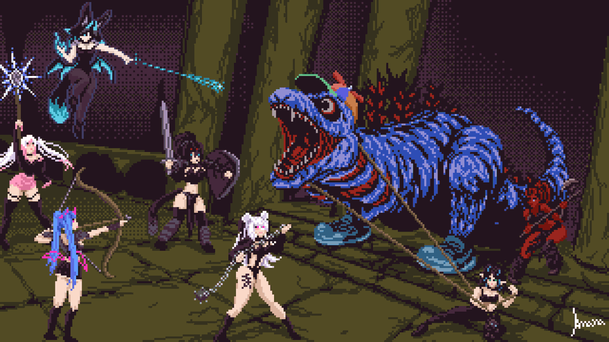 a quick one for today's art showcase

Enchanter Xveriana, Priestess JinxBerry, Archer Chichi, Warrior Dimy, Exotic Weapon Master Nemo, Rogue Troble, Barbarian Maxwilso ... fighting the drake Vinny