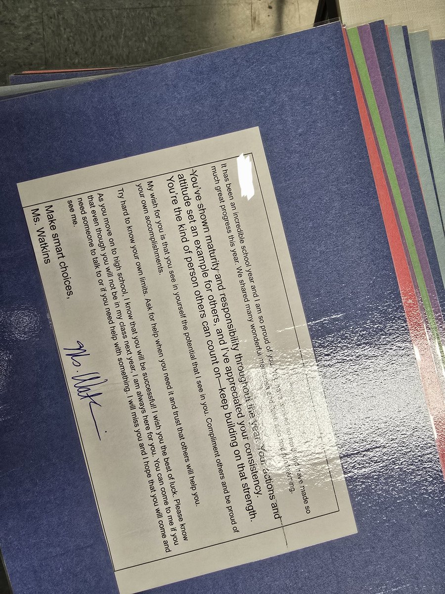 Brittany (@brittpwatkins) on Twitter photo After STAAR, I gave each student a paper with everyone’s names. They wrote a compliment for each classmate.
I cut them out, glued them to their favorite color paper, added a personal note on the back, and laminated them.
Passed them out this week—pure joy.
<a href="/rwestjh/">Richardson West Arts and Technology Magnet</a> After STAAR, I gave each student a paper with everyone’s names. They wrote a compliment for each classmate.
I cut them out, glued them to their favorite color paper, added a personal note on the back, and laminated them.
Passed them out this week—pure joy.
<a href="/rwestjh/">Richardson West Arts and Technology Magnet</a>