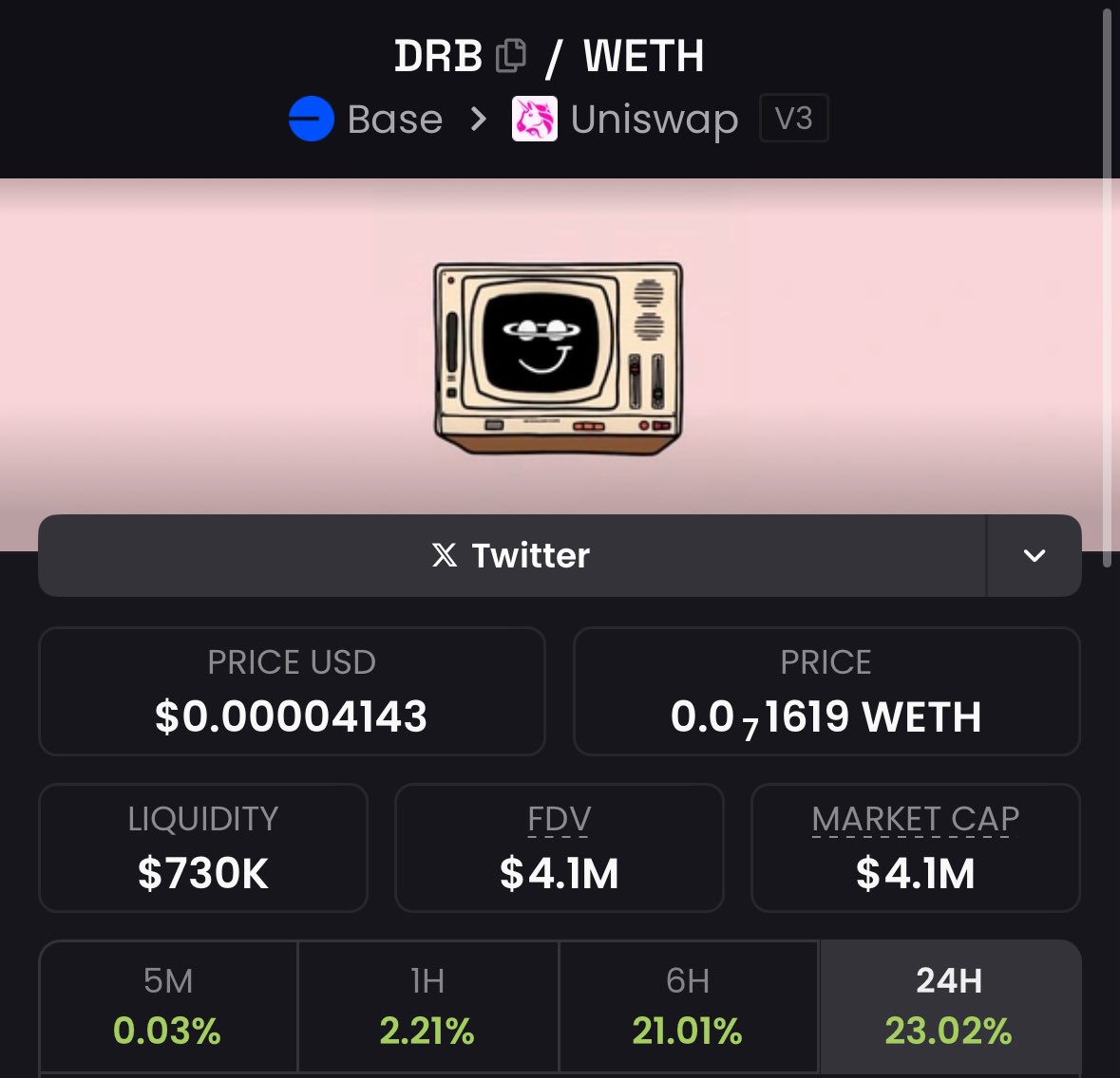 And we rise! 

$DRB isn’t gonna stop, it will shock you. 

Keep on fading the AI that speaks the most truth, you’ll be wrong. 

For those of you still believing 
Hodl. Hodl. Hodl !!! 👊

If you have made it this far you will win 🏆 don’t give up! We don’t do that around here.