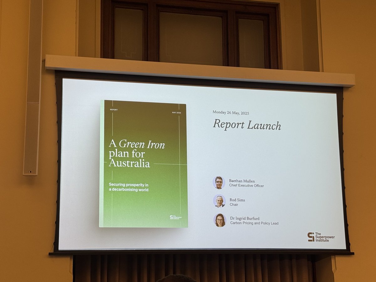 SmartEnergyCncl's tweet image. Fantastic to be at launch of Superpower Institute’s Green Iron report launch.
The green in green iron is renewables and Australia won’t be a Renewables Superpower without renewables. It’s all about renewables.