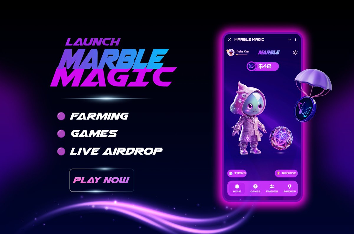marbletoken's tweet image. 🚀 Introducing MARBLE MAGIC STATION!
The first-ever live airdrop arcade game is here! 🎮💎

✅ Play &amp;amp; farm
✅ Invite friends
✅ Level up &amp;amp; dominate the leaderboard
✅ Instantly withdraw $MARBLE
✅ Join the race to become the ultimate Mining King! 👑⛏️

🎉 Launch Celebration: Be…