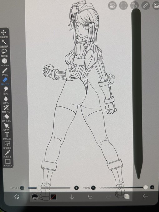 1週間ぶりのお絵描きで手慣らしに色々描いてたり思うように線が引けなくてとりあえずここまで。

親衛隊コス鏡華ちゃんの線画 