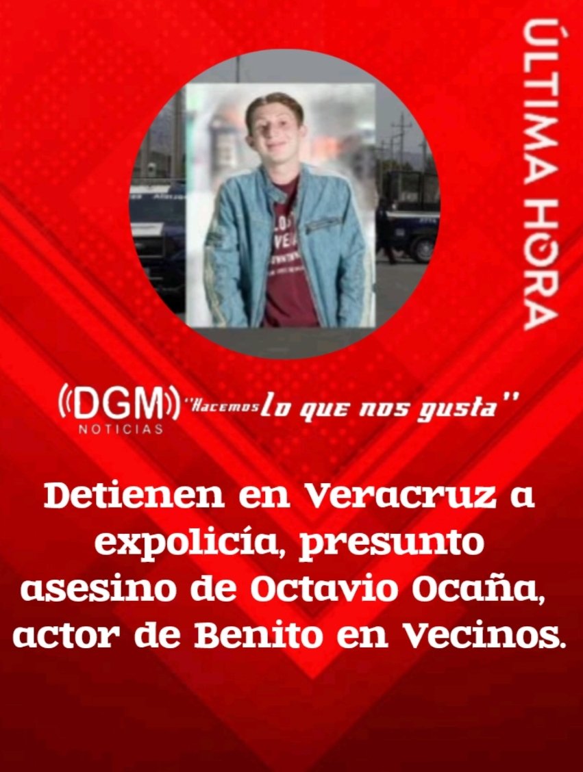 DGMNOTICIAS's tweet photo. En este municipio de Veracruz detuvieron a policía ligado a asesinato de Octavio Ocaña, actor de Vecinos.

A más de 3 años del asesinato de Octavio Ocaña, reconocido actor de la serie de televisión "Vecinos", se logró...
https://t.co/W3n3gvOaqy

#DGMNOTICIAS #HacemosLoQueNosGusta https://t.co/zAeYqw19yY