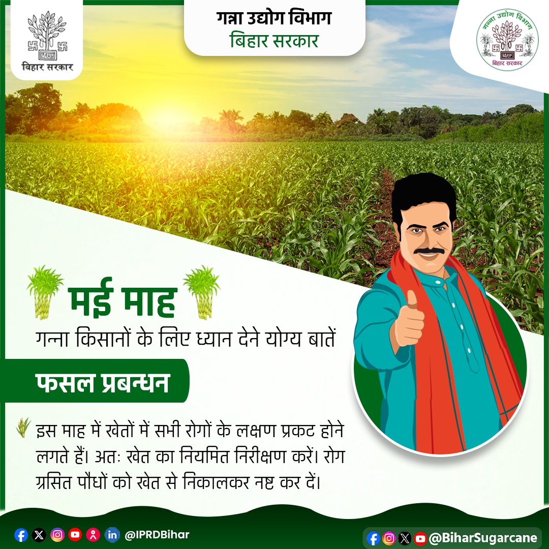 Sugarcane Industries Department, Bihar (@biharsugarcane) on Twitter photo मई माह में गन्ना किसानों के लिए ध्यान देने योग्य बातें।
<a href="/KNPaswanbjp/">krishnandan Paswan</a>
<a href="/IPRDBihar/">IPRD Bihar</a>
<a href="/Agribih/">Agriculture Department, Govt. of Bihar</a>
#BiharSugarcaneIndustriesDept मई माह में गन्ना किसानों के लिए ध्यान देने योग्य बातें।
<a href="/KNPaswanbjp/">krishnandan Paswan</a>
<a href="/IPRDBihar/">IPRD Bihar</a>
<a href="/Agribih/">Agriculture Department, Govt. of Bihar</a>
#BiharSugarcaneIndustriesDept