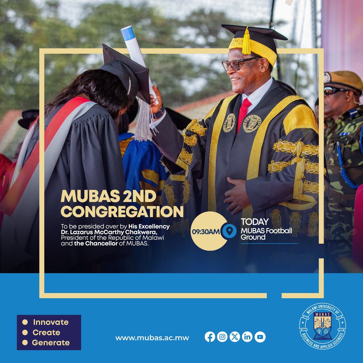 mubasmw's tweet photo. The finish line is here! Get up and walk with pride π
MUBAS 2nd congregation π
Congratulations to all our graduating students!
πΊ Live on our Facebook Page- https://t.co/FGdfvjpEeB
π€ 09:30 AM
π MUBAS Football Ground
#MUBASGraduation #MUBASClassOf2024
#HUWA https://t.co/NMvoIi5ZKf