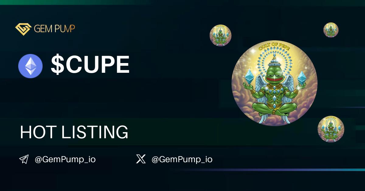Gempump_io's tweet image. 🔥Attention! #CUPE is living on Gempump.io now🚀

Cult of Pepe 🤝 @GemPump_io

📄 CA:0x59ebd56e53155d7700d766238c921a80b6acb3b1
 🌐 TG：t.me/CUPE_Official
 ✖️ X：x.com/Cult_of_Pepe

💎GemPump：gempump.io/token/cultofpe…
#gempump #memecoin #100xgem