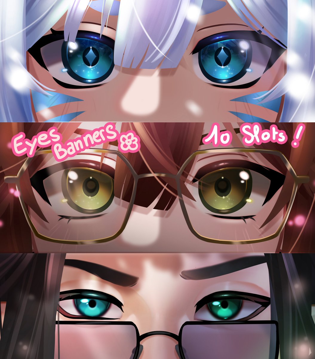 ✨YCH EYES BANNER  Commission OPEN ✨

Each custom Eyes banner : 30 euros !
10 Slots / DM me to commission 🌸! (Paypal) 

Fast delivery ! Retweets / Likes appreciated ! (´｡• ᵕ •｡)