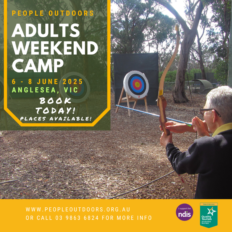 AustCamps's tweet photo. Are you an adult NDIS participant looking to get outdoors this June?  Check out our upcoming People Outdoors weekend camp from 6-8 June - contact the team on 03 9863 6824 for more information. https://t.co/BF9GbBVJzP