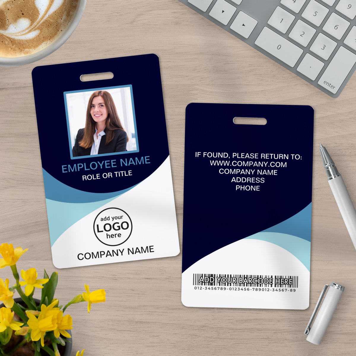 LilyPatyIdeas's tweet image. Make onboarding seamless with our Custom Employee Name Blue Badge, complete with a barcode for quick access. Perfect for corporate environments! #EfficiencyInStyle zazzle.com/custom_photo_c…