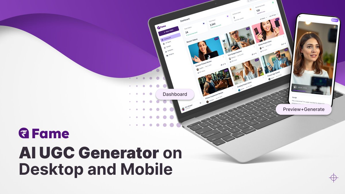 AI UGC Generator SOON on Desktop and Mobile 📲

#MakeUGC conveniently anytime..anywhere!

#FameAI #FameEngine
