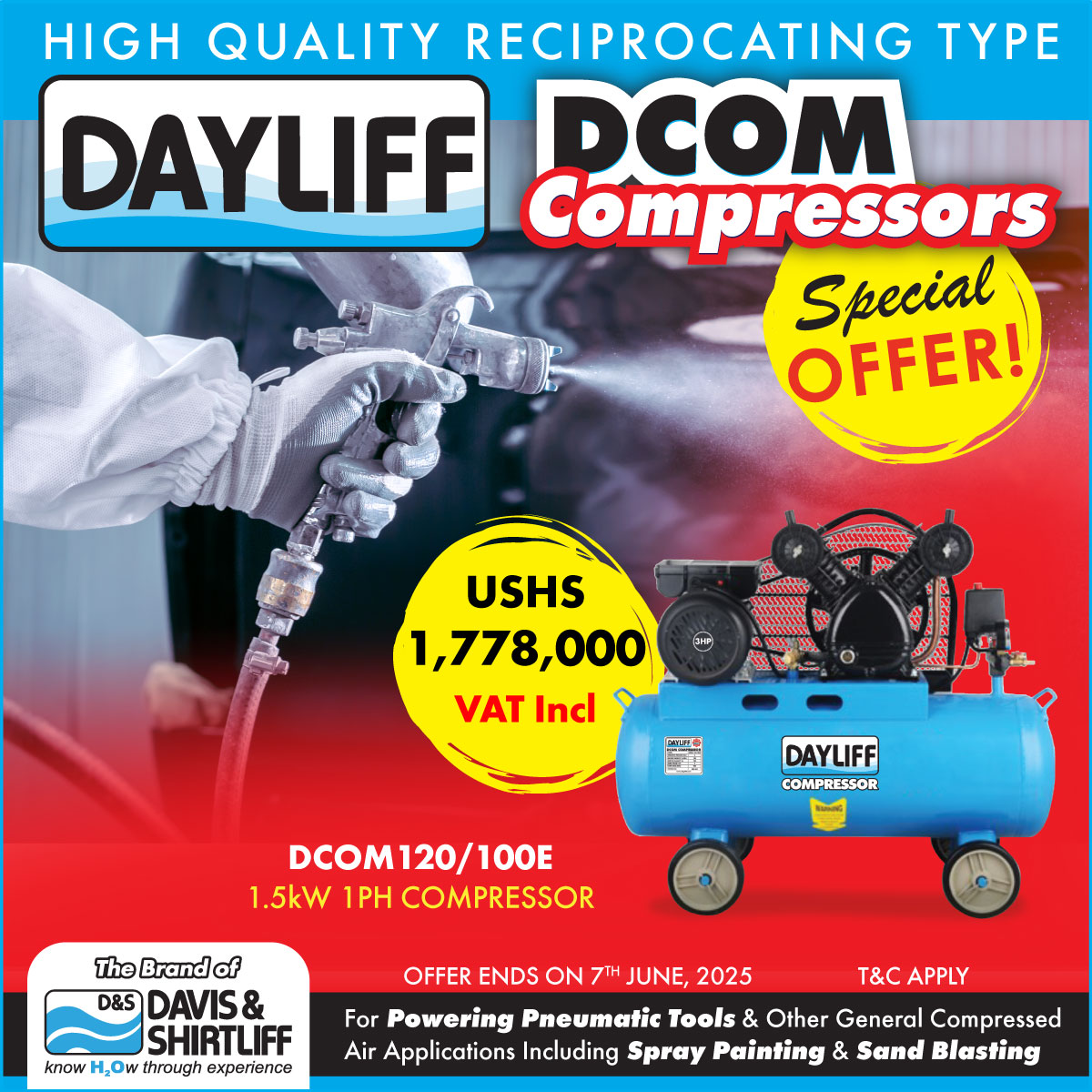 DayliffUG's tweet photo. Power Up Your Business with Dayliff Air Compressors! ✅ Affordable ✅Durable✅ Reliable ✅High-performance✅Efficient
🎉 Limited-time offer! Upgrade your workshop today.
📍 Shop at any branch or order online:
🔗 https://t.co/KfA79bXDmN
#IndustrialTools #AirCompressors #Dayliff #YeYaffe