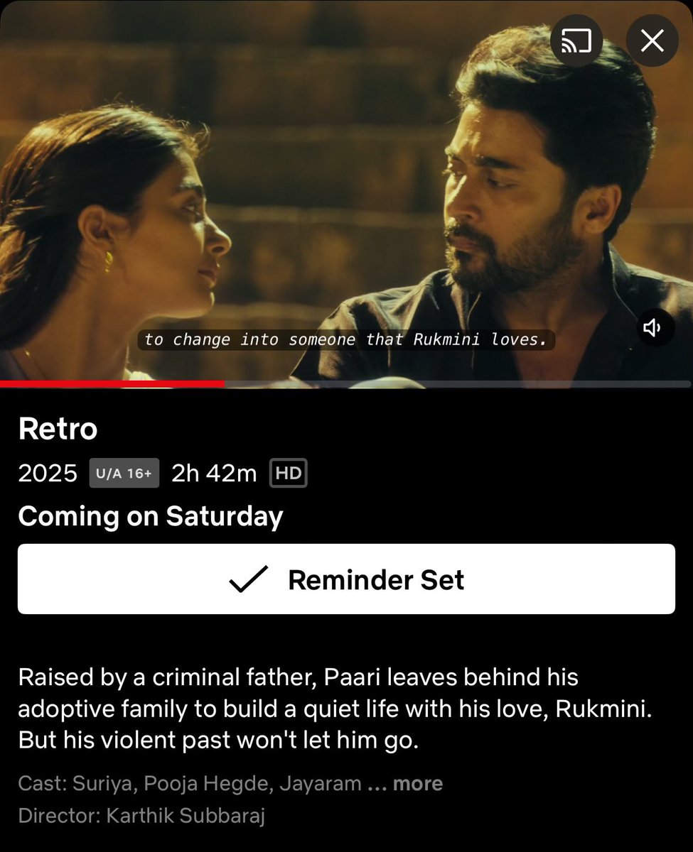 AyanSuriya_offl's tweet photo. • Parivel Kannan N Rukmani are here to steal the show. #Retro streams on Netflix from May 31 in multiple languages!

@Suriya_offl @karthiksubbaraj @Music_Santhosh @hegdepooja
#RetroRunningSuccessfully https://t.co/Awuqeg36GM