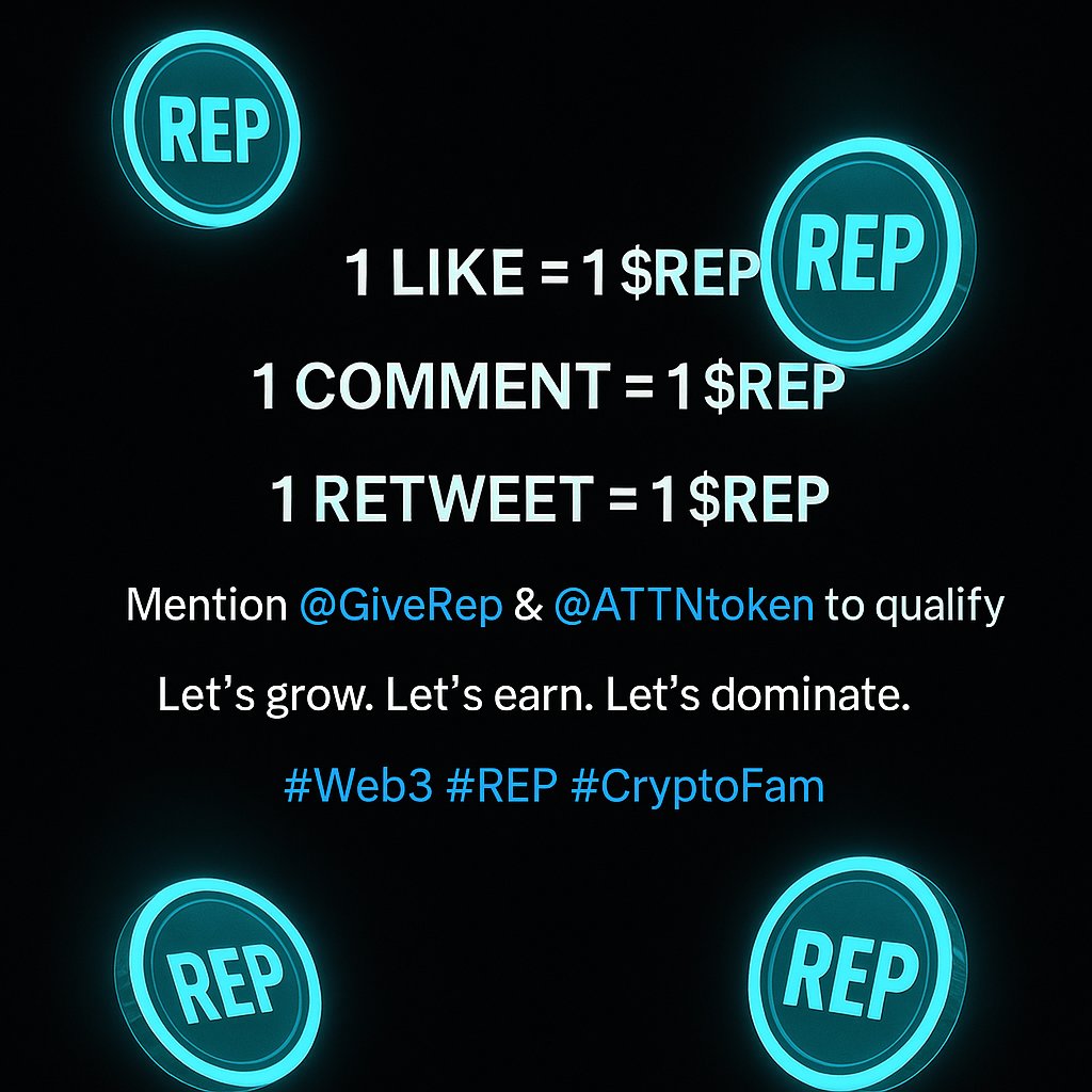 0xPatra's tweet photo. Are you grinding or chilling? Let’s boost that $REP like never before!  1 LIKE = 1 $REP 1 COMMENT = 1 $REP 1 RETWEET = 1 $REP Mention

@GiveRep
&amp;
@ATTNtoken

to qualify Let’s grow. Let’s earn. Let’s dominate.  #Web3 #GiveRep #ATTNtoken https://t.co/UvPdvbF18c