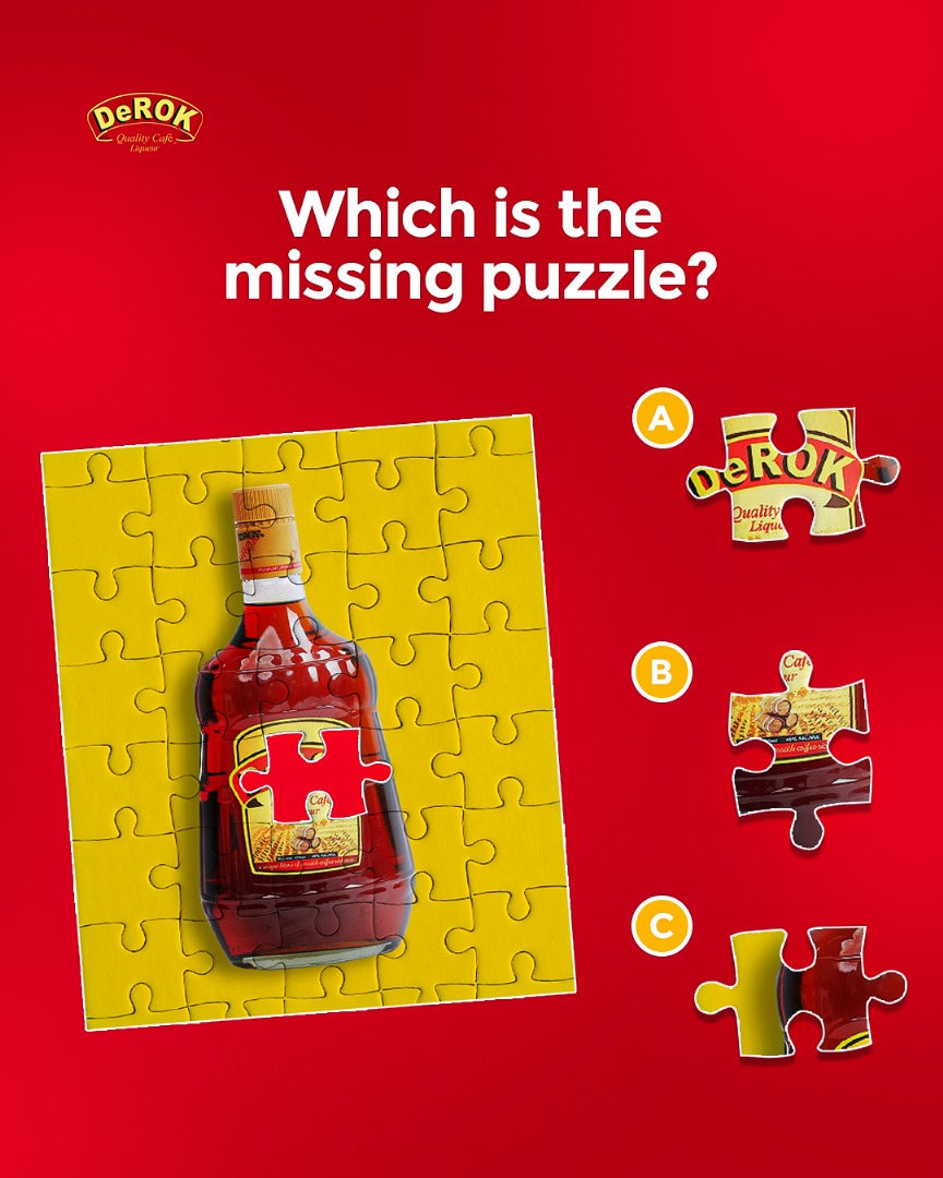 DerokNigeria's tweet photo. What is the missing puzzle? Tag three friends with the correct answer and stand a chance to win airtime from us!
#DeROK #DeROKCafeLiqueur #DerokOnTheGo #Lifestyle https://t.co/wI0JGWfkwr