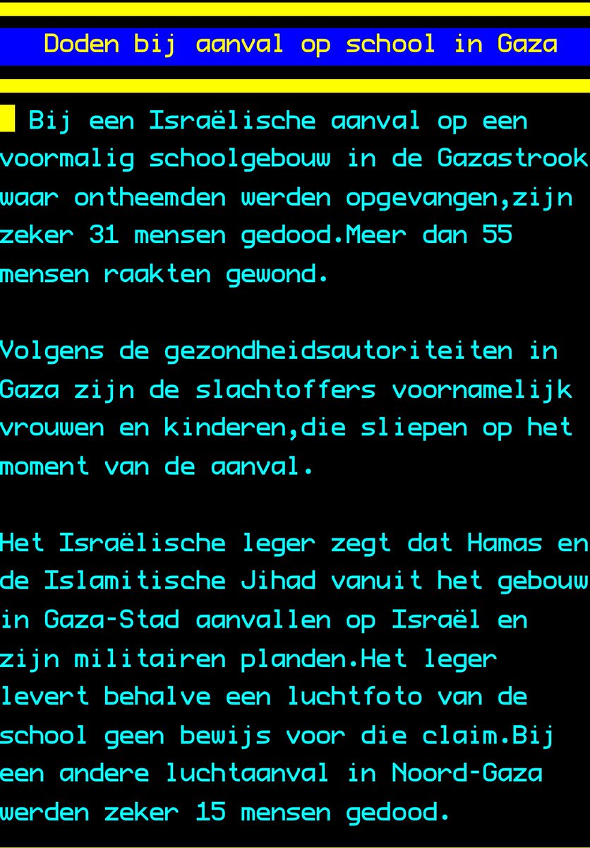 Goedemorgen. Voor de zoveelste keer schandalige berichtgeving van de NOS. Gezondheidsautoriteiten worden op hun woord geloofd en de woorden van het Israëlische leger worden in twijfel getrokken.