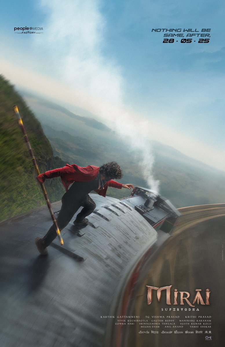 #MiraiTeaser lands on 28.05.25 ❤️‍🔥

 BIG ADVENTURE 🥷 is Loading 

Stay tuned to experience the EPIC WORLD of #MIRAI   

<a href="/peoplemediafcy/">People Media Factory</a> 
Rocking Star <a href="/HeroManoj1/">Manoj Manchu🙏🏻❤️</a> 
<a href="/RitikaNayak_/">Ritika Nayak</a> <a href="/Karthik_gatta/">Karthik Gattamneni</a>