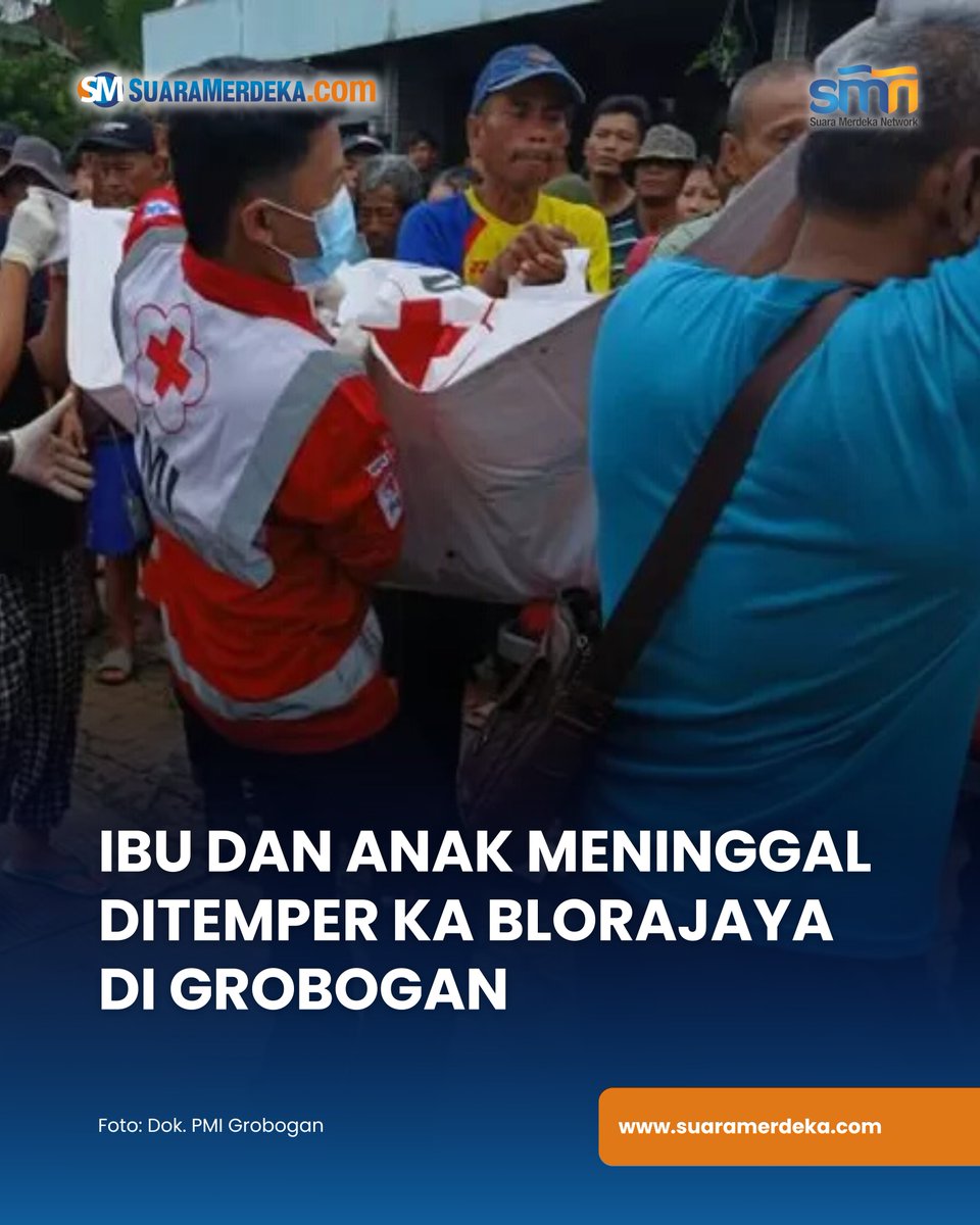 suaramerdeka's tweet photo. Kecelakaan yang melibatkan KA Blorajaya (KA 261) relasi Cepu-Semarang dengan sepeda motor di perlintasan sebidang KM 13+7 menyebabkan ibu dan anak meninggal dunia
https://t.co/fUADUUvt6C
#suaramerdeka #keretaapi #tertemper #kablorajaya #grobogan #kecelakaan #perlintasansebidang https://t.co/mnIJWzTJUR