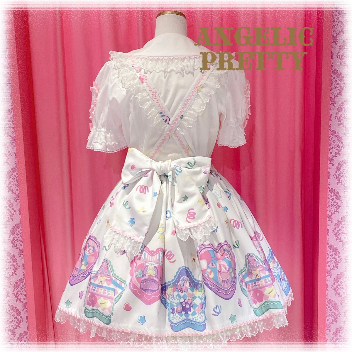 Angelic Pretty Compact Toys胸あて付スカート シロ