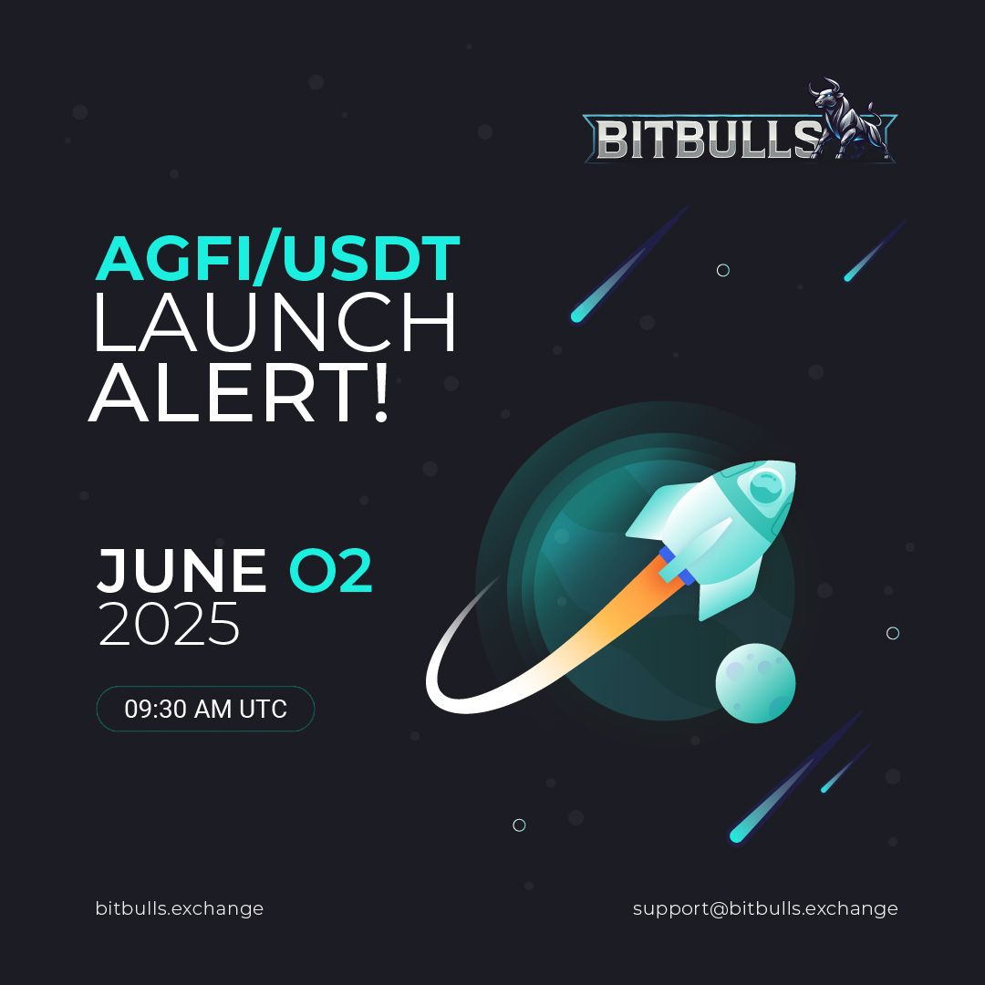 Agrifi_official's tweet photo. π¨ The countdown begins!
Only few days left until AGFI/USDT goes live on Bitbulls Exchange. Be ready to trade the token transforming agriculture through blockchain.
Launch Date: June 2 | π 09:30 AM UTC
#agfi #bitbulls #tokenlaunch #agfiusdt #cryptoexchange #agritoken https://t.co/rXscgBaiD3