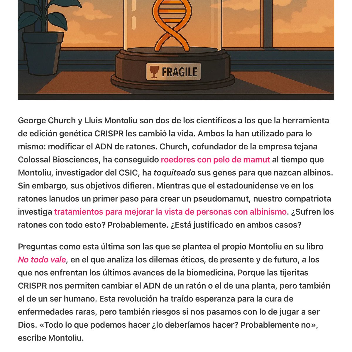 sombradoble's tweet photo. Las posibilidades que nos ofrece la edición #genética son muy amplias. #CRISPR 
Ilusionante ejemplo de #TerapiaGénica, es el tratamiento que ya están aplicando en enfermedades raras #EERR de origen genético, como #drepanocitosis @AsafeFalciforme o @salvadorpayan con la #talasemia.
Aparte, una serie de controversias, sobre la utilización éticamente cuestionable, o sencillamente absurda, en algunos casos.
Interesante 👍👏👏
Con @MarinaEnrich @Nanisimo @MoureOrtega @LluisMontoliu
@Boskic1 en @WATIF_es👇
https://t.co/tl7I9XqMmF