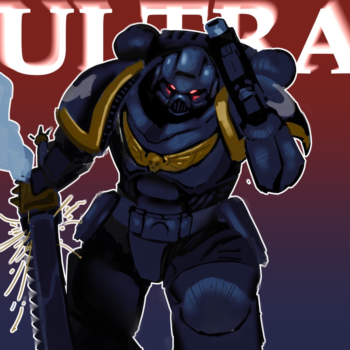 APixilatedFoe's tweet photo. Ultramarine sketch to try and get myself back into it https://t.co/6sIFQuc9Gx