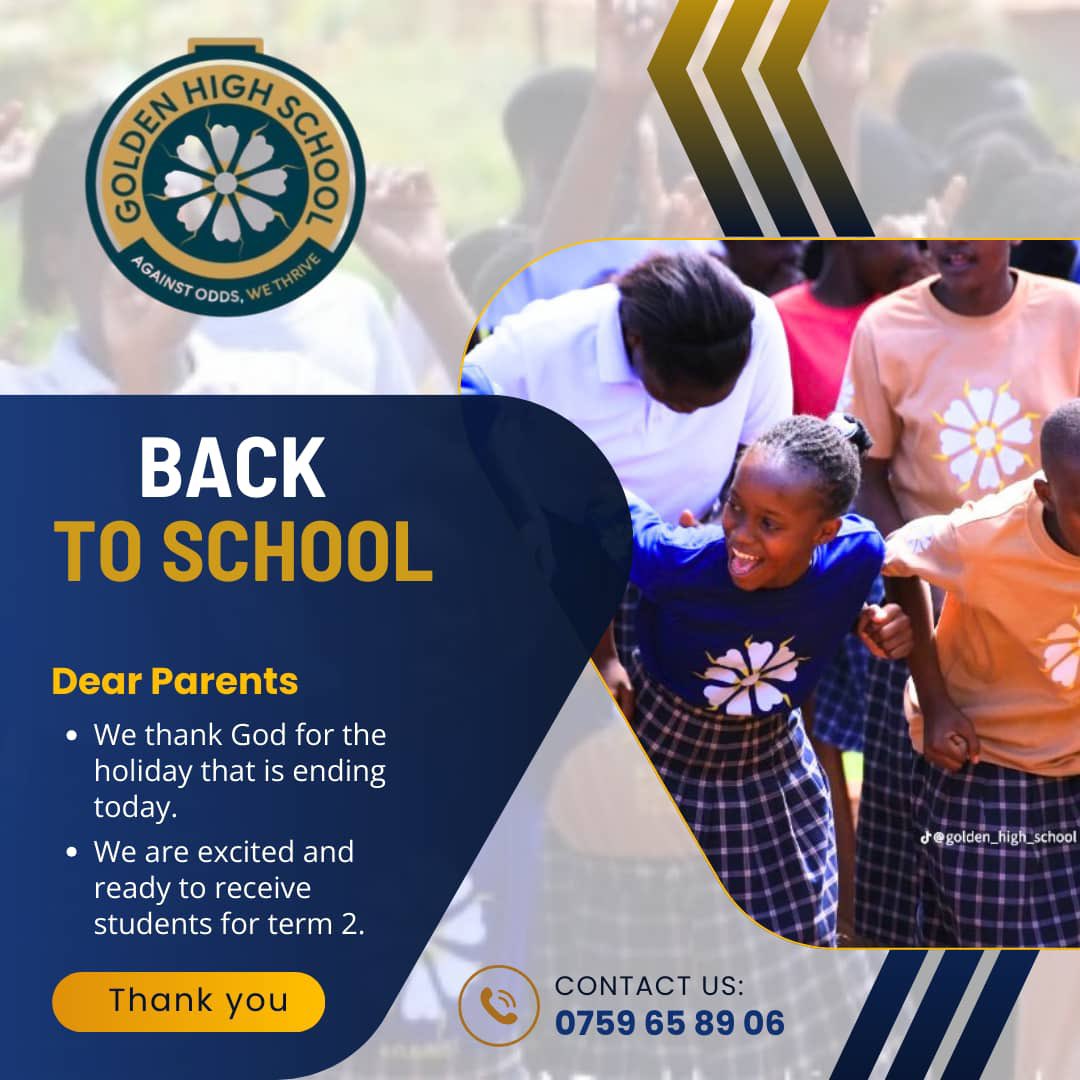 Dear Parents &amp; Guardians, Term 2 begins today, Please ensure to have your children report in time. Additionally, BOT exams will commence tomorrow, so let's ensure our students are well-prepared.

We still have a few Admission slots left. Kindly contact 0759 658 906 for details.