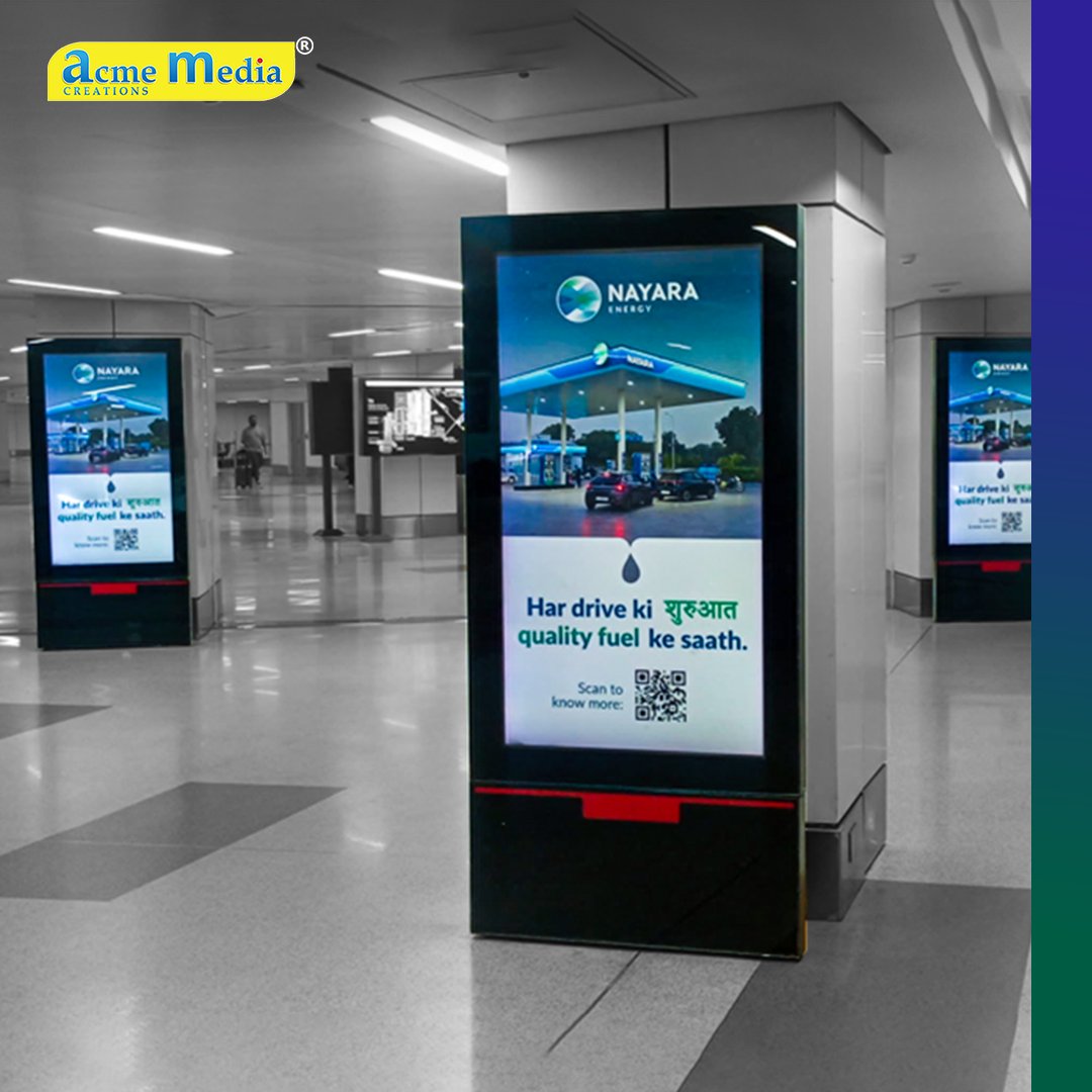 acmemedia_cn's tweet photo. We successfully executed a striking airport branding campaign for Nayara Energy, transforming high-traffic zones into bold brand touchpoints. 

With impactful design and strategic placement, we ensured strong visibility and standout presence. https://t.co/IIDILLXRq0