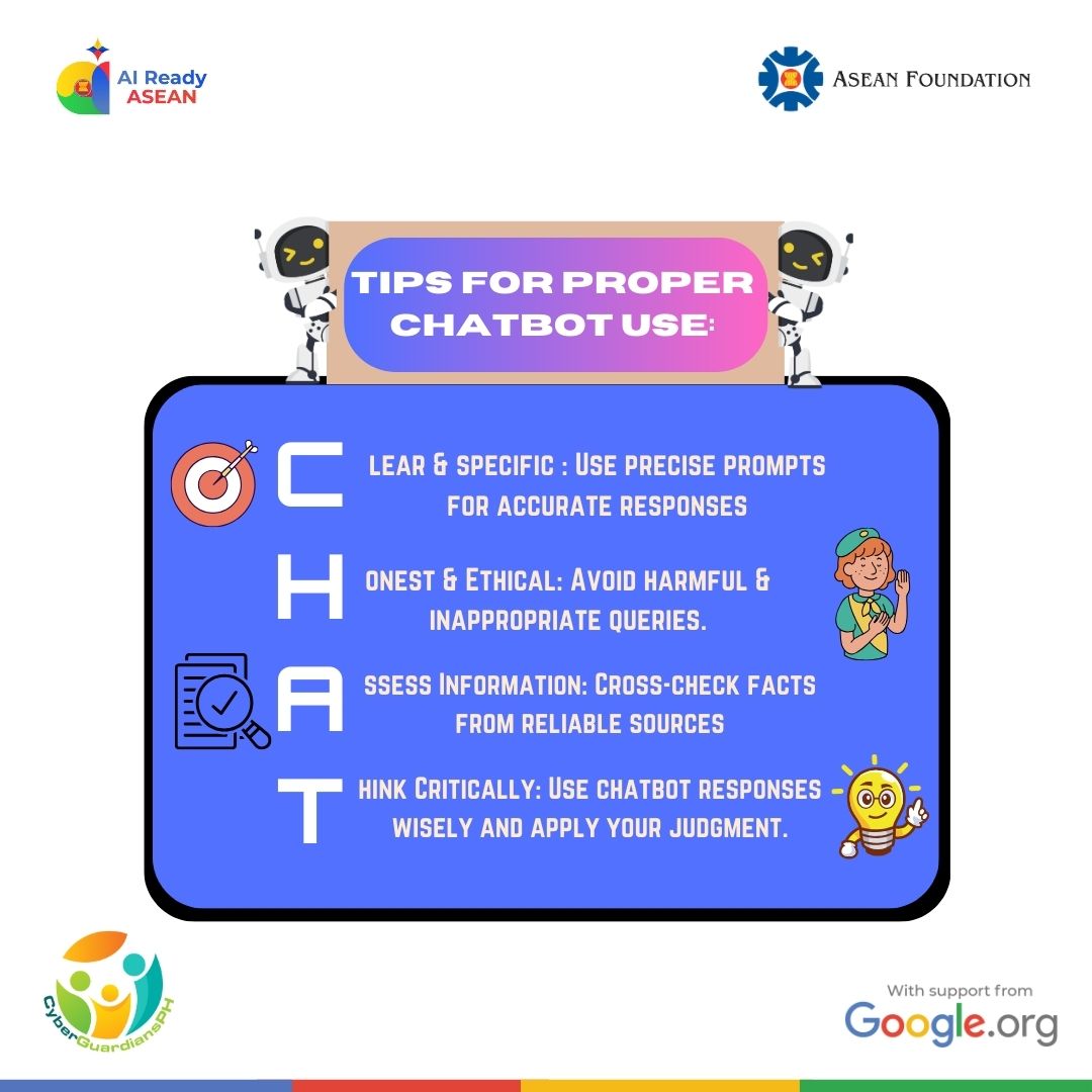 CGuardiansPH's tweet photo. Maging AI Ready lagi!
Check out these handy tips for using the most out of Chatbox.
#CGPH2025 #AIReadyASEAN #FutureReadyASEAN #beASEAN #CLTV36
@aseanfoundation https://t.co/4kB3Cqwvl6