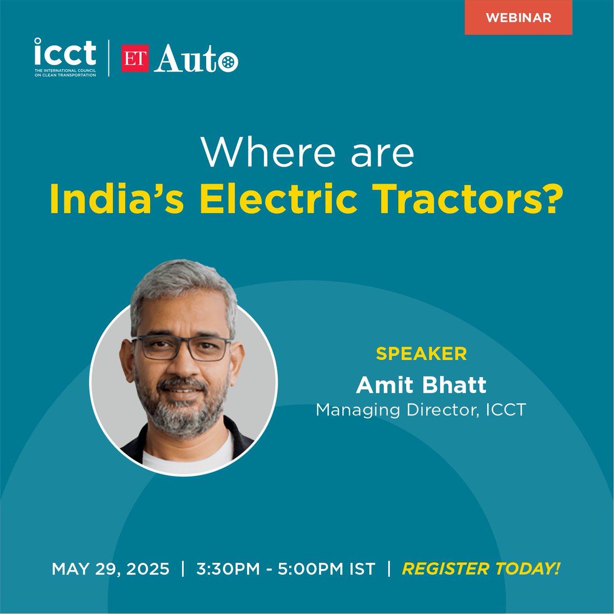 .<a href="/amitbhatt4u/">Amit Bhatt 🇮🇳</a> will be joining us on our upcoming #webinar as a speaker, in partnership with <a href="/ETAuto/">ET Auto</a>

29 May 2025 | 3:30PM – 5:00PM 

Register now: theicct.org/event/where-ar…

#ElectricVehicles #EV #Agriculture #Sustainability #CleanEnergy