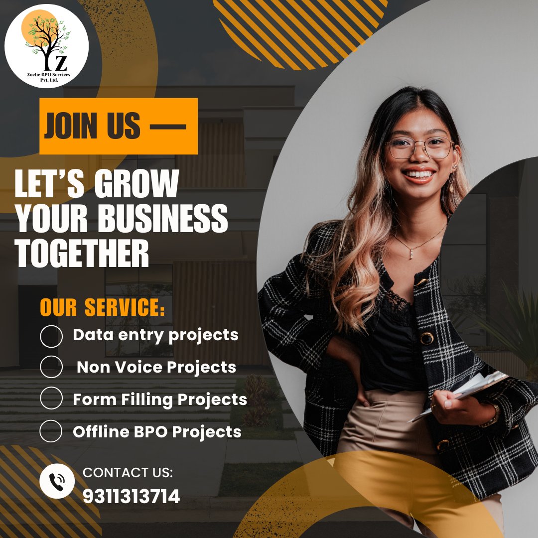 zoeticbpo's tweet photo. "Dreaming of running your own BPO? We’ve got you covered with top-quality projects and expert support.
Call us: 9311313714
.
.
.
.
.

#ZoeticBPO #BPOServices #OutsourcingSolutions #BusinessProcessOutsourcing #BPOExperts #DataEntryServices #NonVoiceBPO #OfflineDataEntry https://t.co/Q8K3wDssZ0