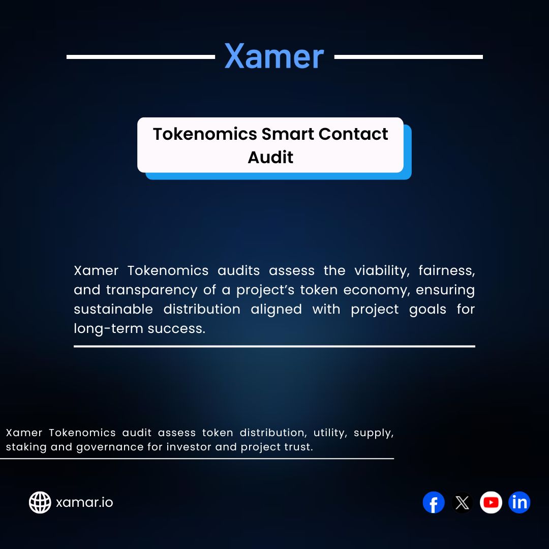🔍 Xamer Tokenomics Audits ensure your #crypto project #token economy is  fair, sustainable, and transparent 📊🔗. Boost trust, align #goals, and  build long-term success in the #blockchain world! 🚀 #tokenomics