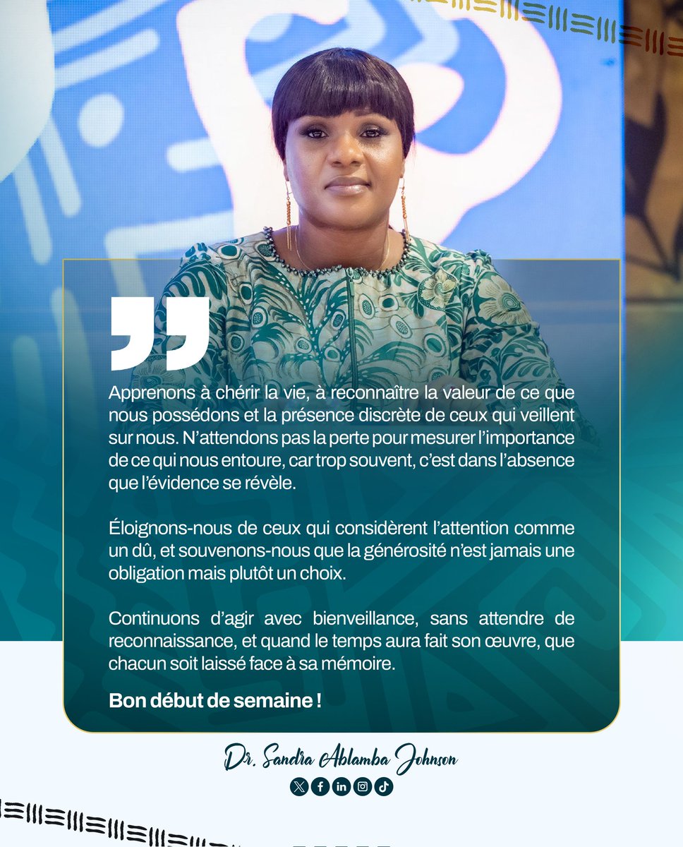SandraA_JOHNSON's tweet photo. Apprenons à chérir la vie, à reconnaître la valeur de ce que nous possédons et la présence discrète de ceux qui veillent sur nous. N’attendons pas la perte pour mesurer l’importance de ce qui nous entoure, car trop souvent, c’est dans l’absence que l’évidence se révèle.⤵️ https://t.co/4cNW89PmGC