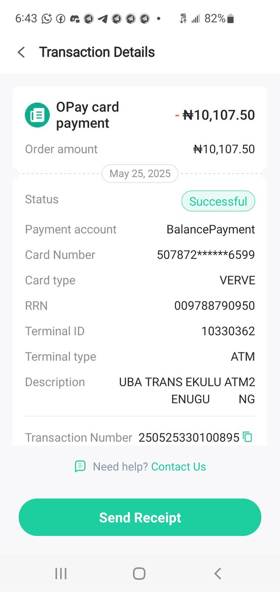 Humphre212's tweet photo. @OPay_NG @UBAGroup @UBACares pls help and resolve this bc I tried making a withdrawal at uba atm but as the machine washing counting the money it went out of power and my money never came out. 
Below is the receipt and the transaction no 250525330100895864343154 https://t.co/oZKJ35qpNp