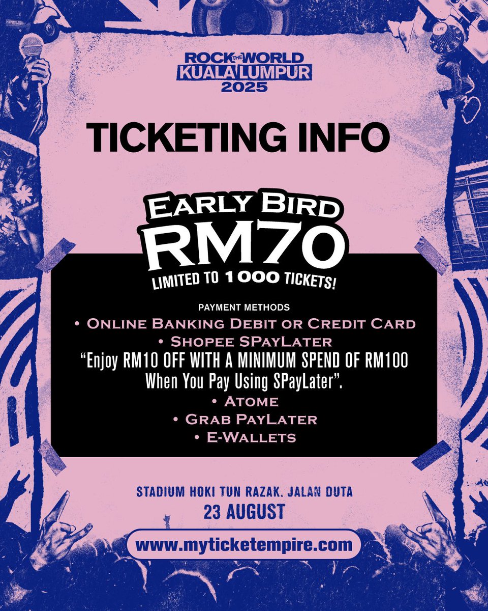 🌅 BOOM — TIKET EARLY BIRD ESOK (27 Mei) jam 4PM!

RM70 je — stok terhad, fastest fingers first!
🔥 Set alarm &amp; standby kat myticketempire.com / link bio.

🗓️ 23 Ogos | 📍 Stadium Hoki Tun Razak, KL

#RTWKL2025

This is only the beginning — more is coming. Stay tuned!